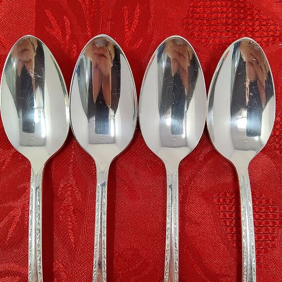 6 TeaSps 1940'S Wm ROGERS "EXQUISITE" TeaSpoons Silver Plated Beautiful - Picture 4 of 16
